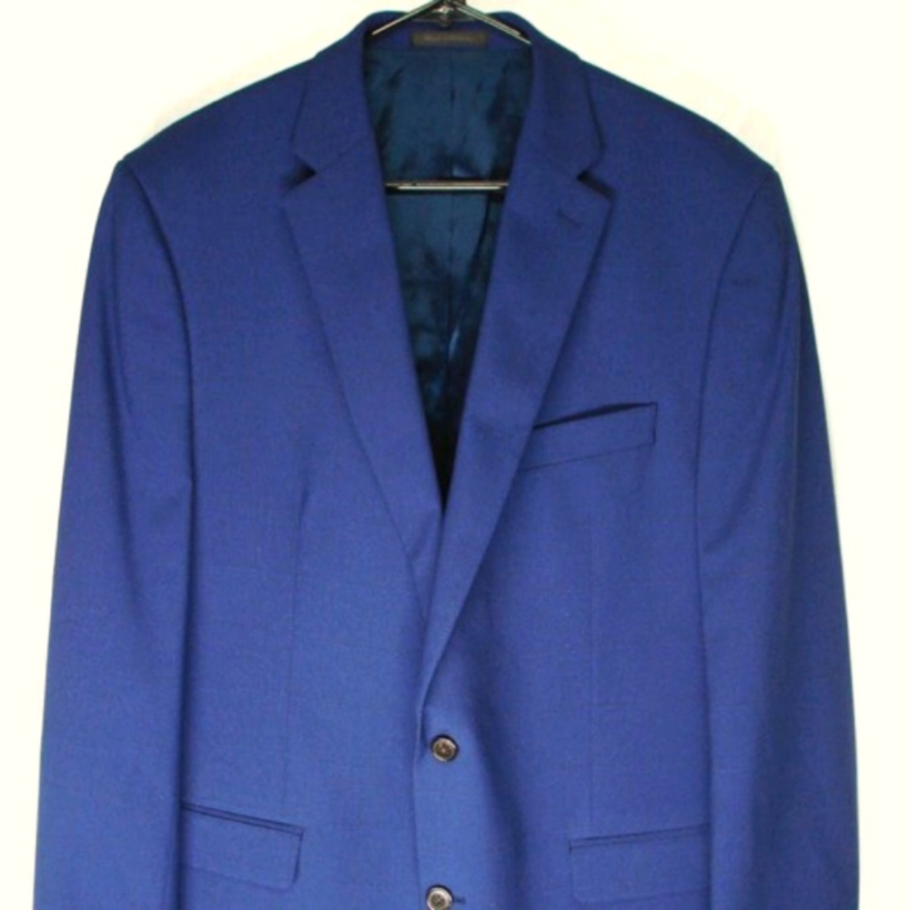 CHAPS 44L Blue Large Window Pane Suit Jacket